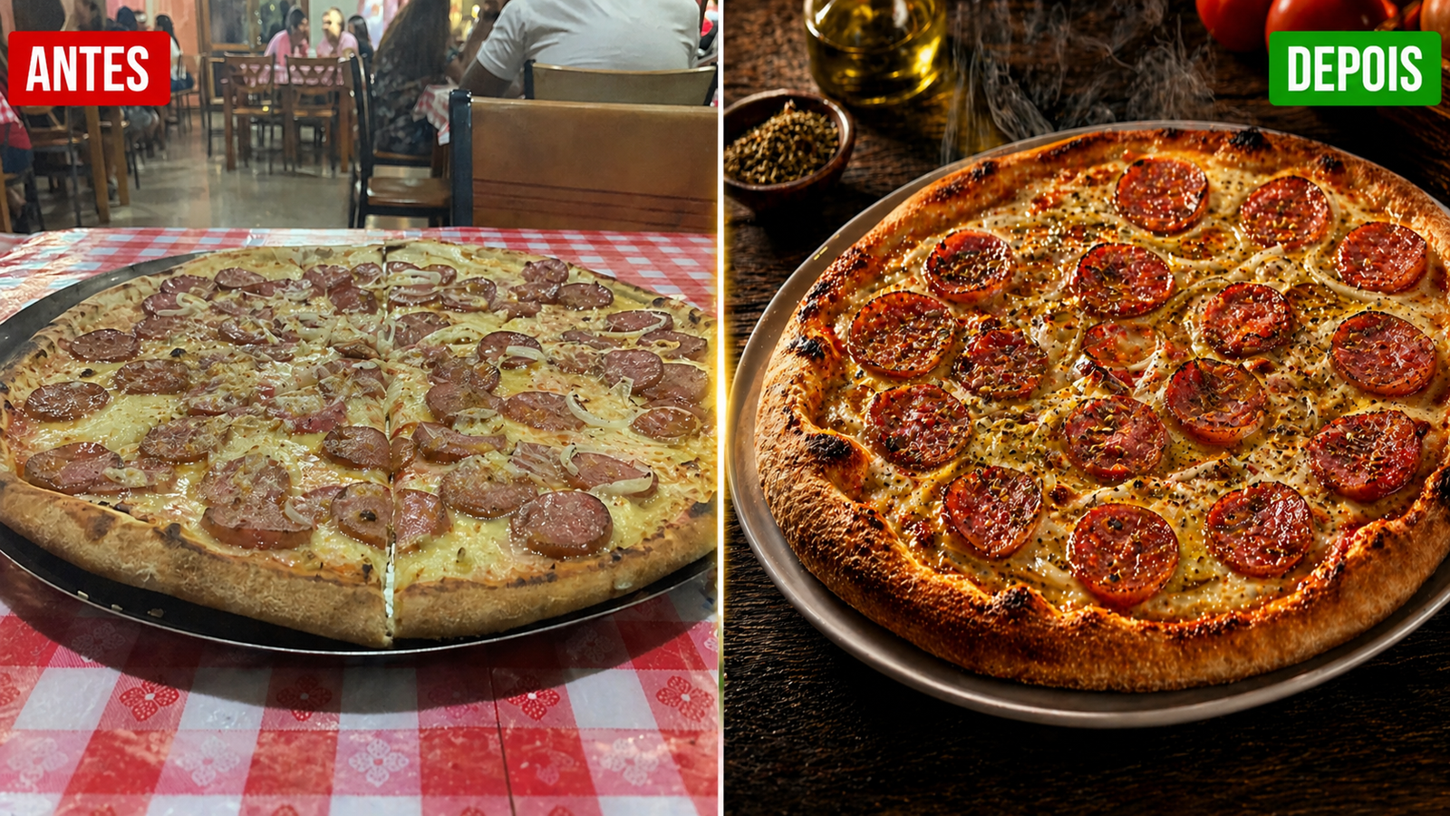 Antes e Depois — Visual Studio Gourmet